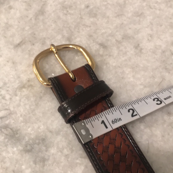 Badger Leather Belt Mens 38 Brown Woven Classic Western Cowboy Festival Rancher - Picture 6 of 6